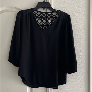 Iz Byer Black Blouse with Geometric Back